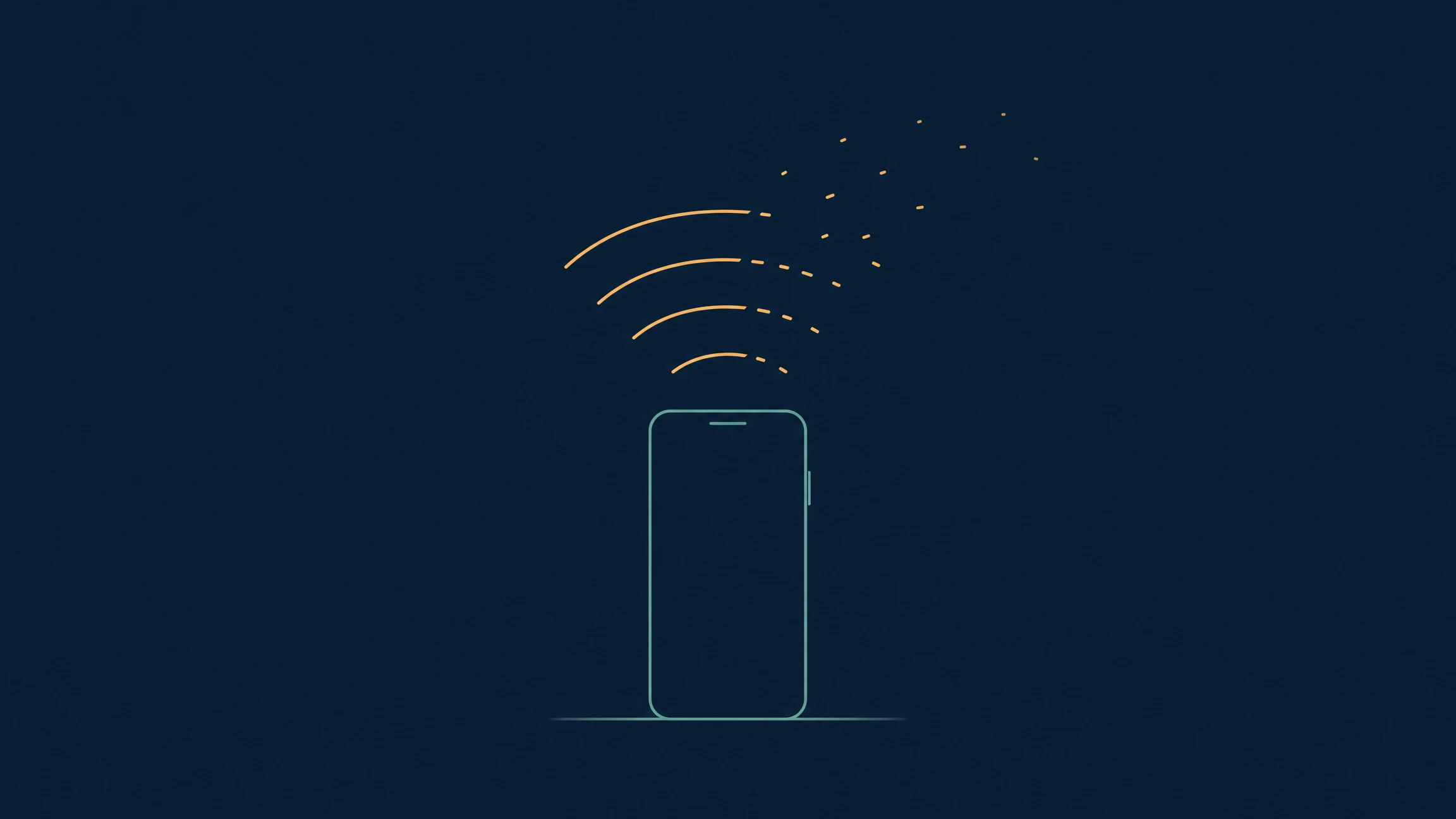 Minimalist editorial illustration of a smartphone with its signal fading into disconnected dashes